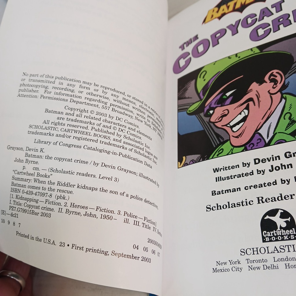Scholastic Reader Batman Copy Cat Crime Riddler Paperback Devin Grayson - Picture 3 of 3